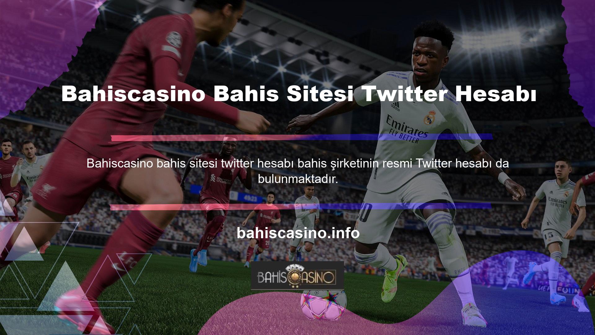 Bahisçiler ve bahis dünyasına ilgi duyanlar, Bahiscasino bahis şirketi haberlerine Twitter üzerinden de ulaşabilirler